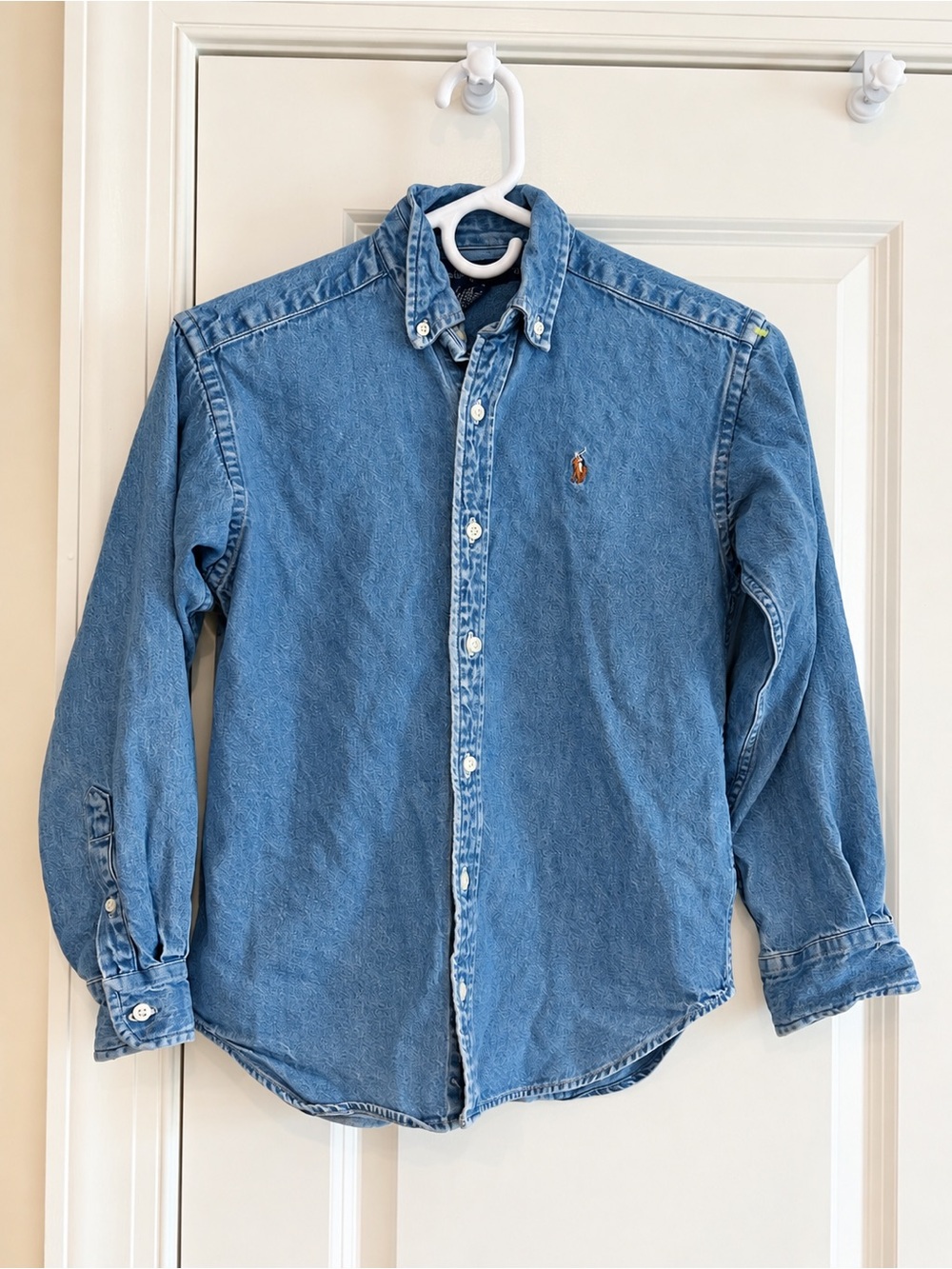 Ralph Lauren Women’s Blue Denim Button-Down Shirt Small Pony 100% Cotton